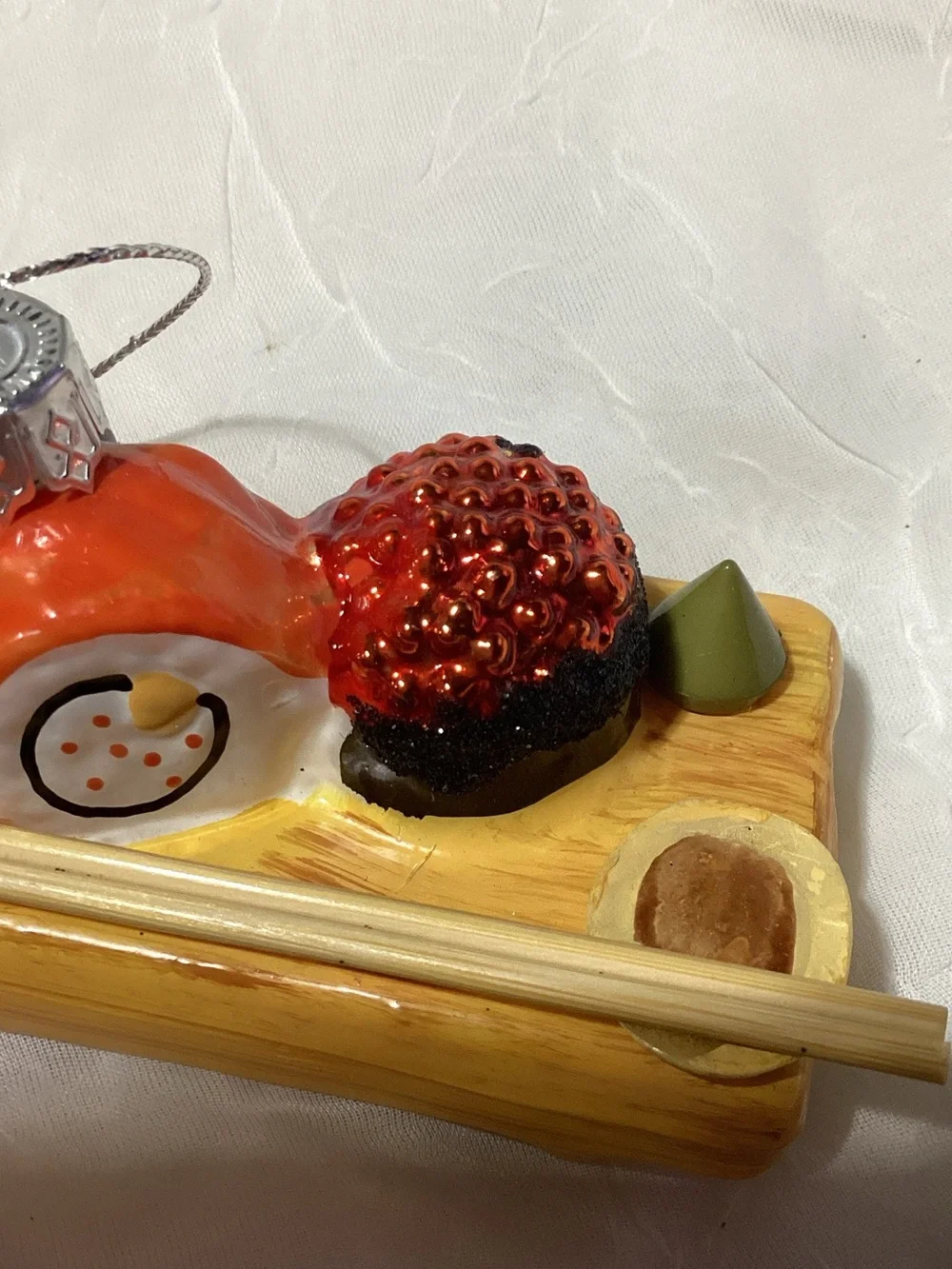 Sushi & Chinese Dumplings Glass Christmas Ornaments Fun Holiday Tree Decor